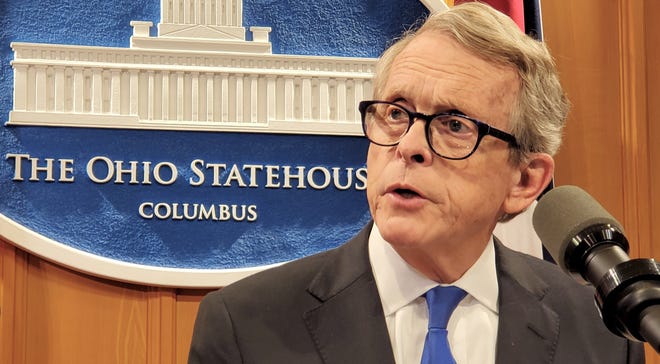 Ohio Gov. Mike DeWine on Thursday said the Bureau of Workers' Compensation would try to cut down on opioid abuse by covering disposal bags for unused pills and patches. [Randy Ludlow/Dispatch]