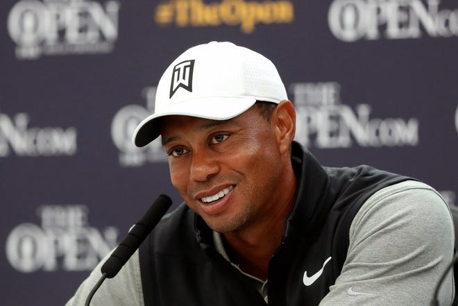 In this July 16, 2019, file photo, Tiger Woods speaks at a press conference ahead of the start of the British Open golf championships at Royal Portrush in Northern Ireland. Woods hopesto competefor an Olympic medal at the Tokyo Summer Games.

(AP Photo/Matt Dunham, File)