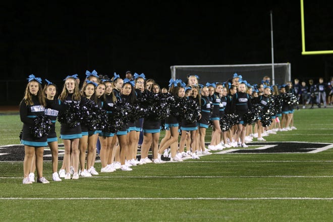 The Jaguar cheerleaders were recognized at a recent Plymouth South football game. [Wicked Local Photo/David Morrison]