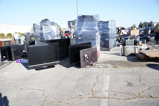 Many unwanted TVs, computers and other electronics were dropped off Saturday at the residential e-waste collection organized by the Lenawee County Solid Waste Department at the Adrian Mall.
