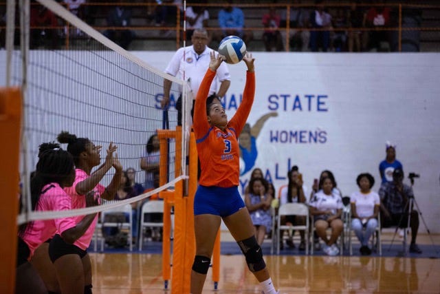 Savannah State's Valeria Aldarondo in a match against Albany State. [SAVANNAH STATE ATHLETICS]
