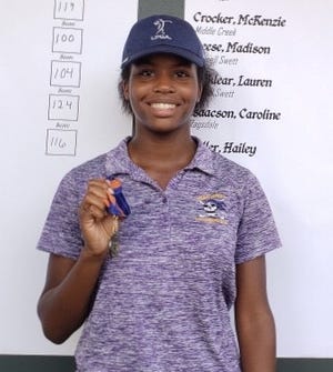Makenzie Daffin of Jack Britt High School won the NCHSAA 4-A Central Regional girls' golf tournament Monday. [Contributed photo]