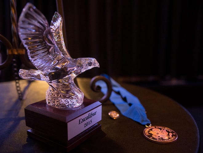 The Excalibur Award Steuben Eagle on Thursday, Dec. 3, 2015, during the Rockford Register Star's Excalibur & Excelsior Awards at The Raddison Hotel & Conference Center in Rockford. [MAX GERSH/RRSTAR.COM]