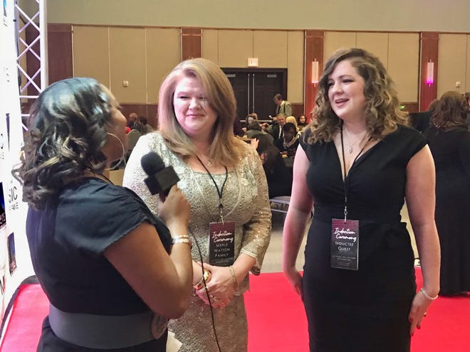 Shameika Rhymes, left, interviews Karen Watson Norris, middle, and Chelsea Norris Kilgore on the red carpet at the VIP reception for the NC Music Hall of Fame on Oct. 17 in Kannapolis. Norris is the daughter of inductee Merle Watson.

MerleFest is named in his honor. He was the son of legendary musician Doc Watson. . [WADE ALLEN/GATEHOUSE MEDIA]