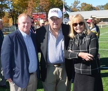 From left, Joe Brady, Anna Maria College Athletic Director; Richard C. Caparso; and Anna Maria College President Mary Lou Retelle. [Submitted photo]