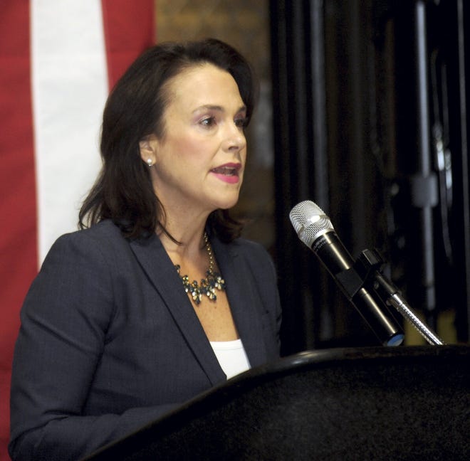 Jane Timken, chairman of the Ohio Republican Party, has increased the sharpness of her rhetoric as impeachment proceedings continue against Donald Trump. [CantonRep.com/Julie Vennitti]