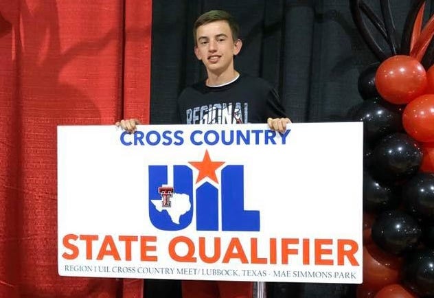 Miles' Ryan Vahlenkamp placed 13th overall with a time of 17:43.7 at the Region I-2A boys cross country meet in Lubbock Monday. [Photo contributed]