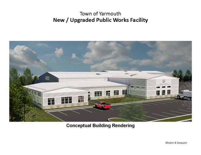 A rendering by the design and engineering firm Weston & Sampson shows the proposed new 50,739-square-foot Yarmouth public works facility. [Courtesy of town of Yarmouth]