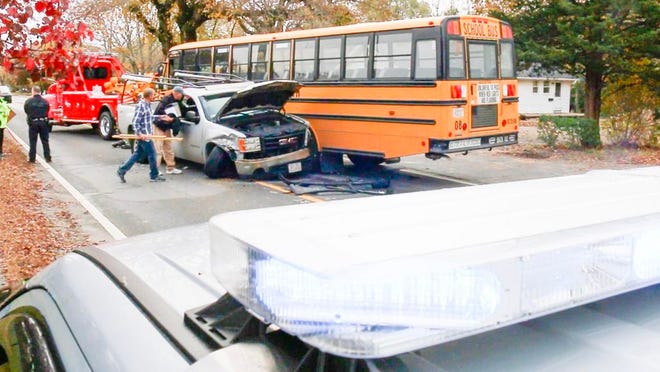 There were no injuries in a crash involving a school bus Tuesday morning in East Falmouth.