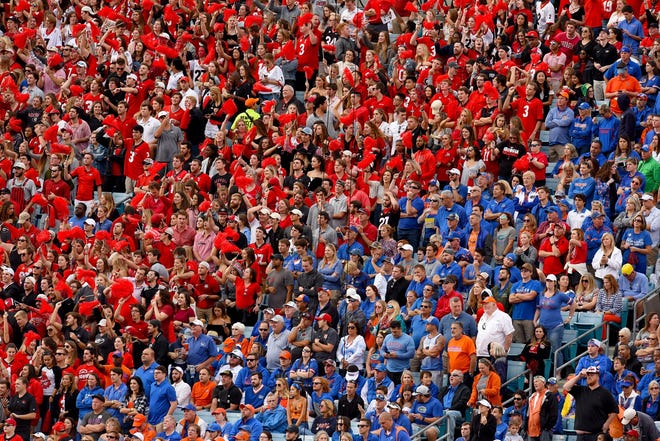 The Gators are the home team this year, and Florida fans will be seated on the west side of the stadium. Stadium gates open at 1:30 p.m. and kickoff is 3:30, but fans are advised to arrive three to five hours early to deal with traffic and parking. The game will be televised on CBS. [Bob Self/Florida Times Union]
