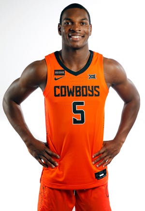 Oklahoma State men's basketball player Marcus Watson (5) at Gallagher-Iba Arena in Stillwater, Okla., Tuesday, Sept. 24, 2019. [Nate Billings/The Oklahoman]