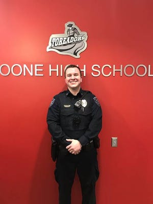 Officer Ethan Bailey who has been with the Boone Police Department since June of 2011 recently started his position as the Student Resource Officer for the Boone School District Monday, Oct. 28. Contributed photo