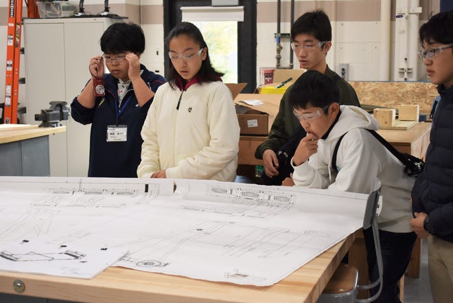 Students from Moriyama, Japan, tour the Engineering, Robotics and Mechatronics program at the Lenawee Intermediate School District Tech Center during their visit to Lenawee County earlier this month.