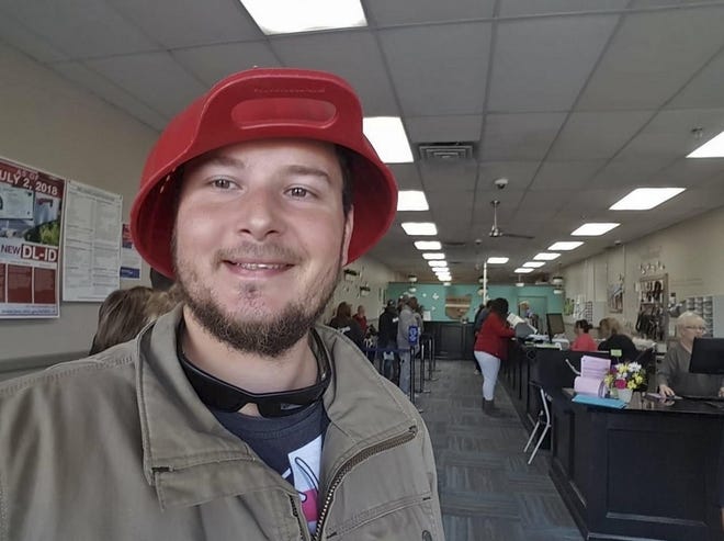 Last year, Richard Steve Moser III, of Cincinnati, went to several Bureau of Motor Vehicle offices near his home, including this one in Green Township, in an attempt to get a driver's license photo taken while wearing a colander on his head for what he says are religious reasons. The BMV denied his requests, despite him telling the agency that he is a Pastafarian and follower of the Church of the Flying Spaghetti Monster. A national religious rights organization has taken up his cause and written a letter to the BMV, saying its denial was discriminatory and unconstitutional. [Provided photo]