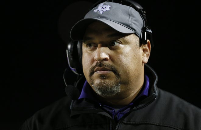 San Marcos head coach Mark Soto and the Rattlers came up short in Friday's 42-7x loss to Smithson Valley. [Stephen Spillman / for Statesman]