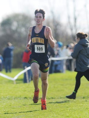 Liam Pendergast of Marcus Whitman finished second overall in the Section V Class C boys championship race at Midlakes on Saturday. [Jack Haley/for Messenger Post Media]