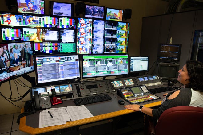 Operations technician Christina Gray monitors live feeds for public television station KLRU on Tuesday, June 5, 2018. The station has operated from the University of Texas campus since 1962, but will relocate to Austin Community College's Highland in 2020. [LYNDA GONZALEZ / AMERICAN-STATESMAN]