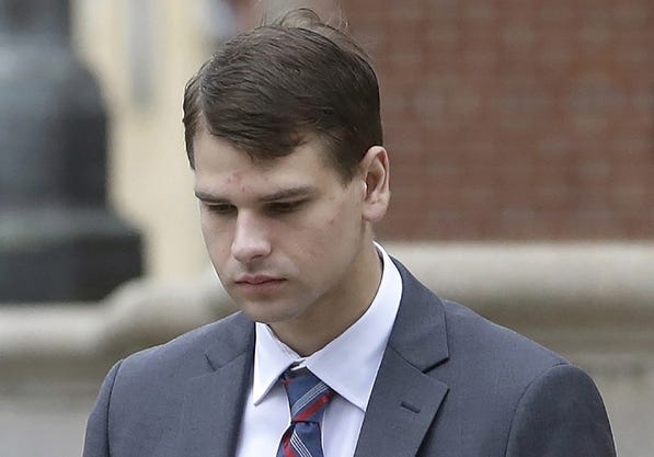 Nathan Carman outside the Providence federal courthouse in August. [AP Photo / Steven Senne]