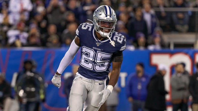 Dallas Cowboys free safety Xavier Woods react during the third quarter against the New York Giants on Monday in East Rutherford, N.J. [Adam Hunger/The Associated Press]