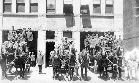 This is what the old firehouse at 60 Paris St. looked like in 1905. It was built in 1891 and was the quarters of Engine Co. 9, Ladder Co. 2 and District 1. To learn more, visit the Boston Fire Historical Society’s website at bostonfirehistory.org.