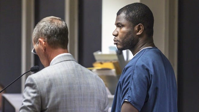 Paul Senat appears in court in 2017 in the death of the father of an NFL player. He was convicted of culpable negligence this year and got two days in jail. Darryl Rudolph, 55, died as Senat was moving an AK-47-style rifle that discharged. Rudolph was the father of Florida State University star Travis Rudolph. [LANNNIS WATERS/palmbeachpost.com]