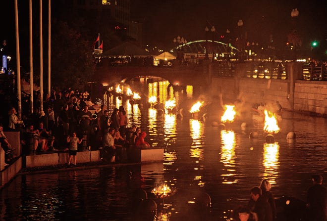 WaterFire is a multisensory art experience held on the Providence River from May to November. [GO PROVIDENCE]