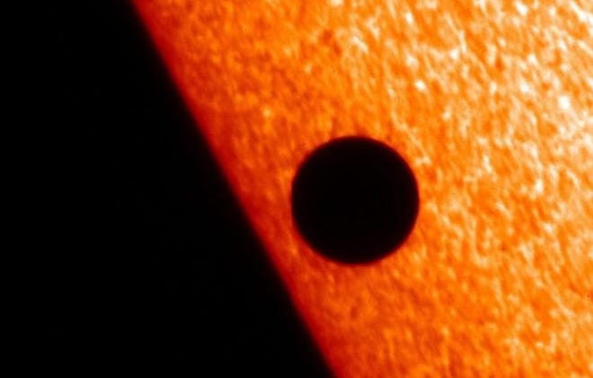This image of Mercury passing in front of the sun was captured by the Solar Optical Telescope, one of three primary instruments on Hinode. Image credit: Hinode JAXA/NASA/PPARC