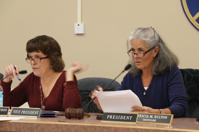 Patricia Hilton, right, is the new Town Council president, and Denise deMedeiros, left, is the new vice president. Both are now the focus of a recall effort. [MARCIA POBZEZNIK/DAILY NEWS PHOTO]