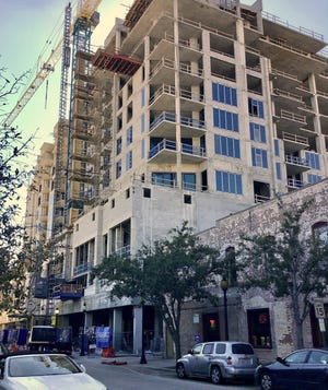 Construction is well under way on The Mark in downtown Sarasota. [Photo / Harold Bubil; 2019]