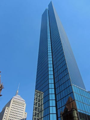 Here is the Hancock Tower with the old John Hancock building as seen from Copley Square.