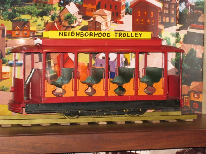 "Mr. Rogers' Neighborhood's" iconic trolley at the Fred Rogers Center at Saint Vincent College in Latrobe, Pennsylvania. [Steve Stephens]