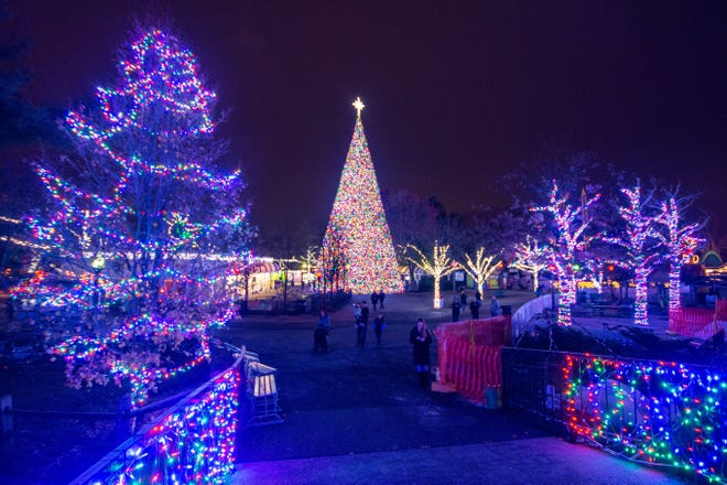 Kennywood in West Mifflin is known as a place for summertime fun with roller coasters and thrill rides, but holiday time is exciting, too, when the amusement park is festooned with nearly 2 million twinkling lights and decorated Christmas tree. [Kennywood]