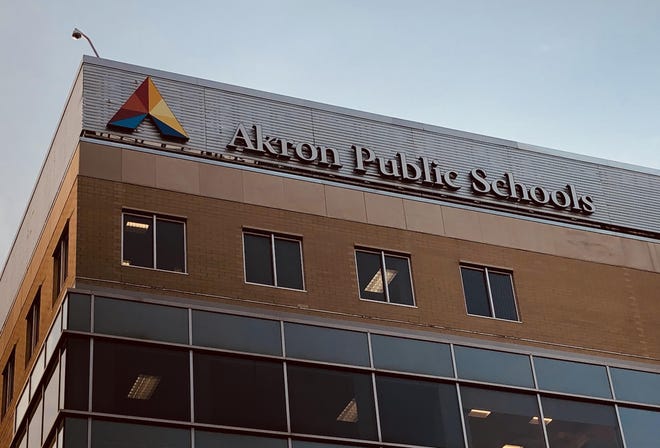 The Akron Public Schools Sylvester Small Administration Building. [Joe Thomas/Beacon Journal]