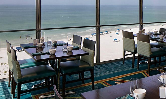 If you want to enjoy your Thanksgiving feast in a truly Florida setting, Sand Dollar Restaurant occupies a seventh floor perch in the Holiday Inn on Lido Key offering panoramic views of the Gulf of Mexico. [Courtesy photo]