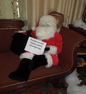 The Parade of Trees Festival at Tapley Memorial Hall in Danvers was too exciting for Santa Claus, who needed a quick nap. [Courtesy Photo]