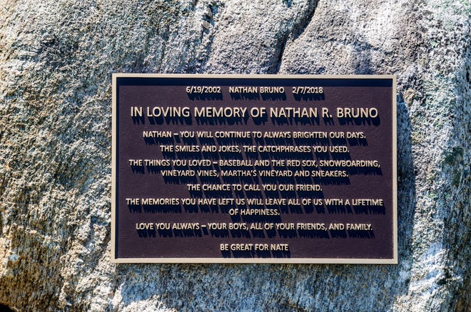 The memorial plaque dedicated to the late Nathan Bruno. [DEB KESTLER PHOTO]