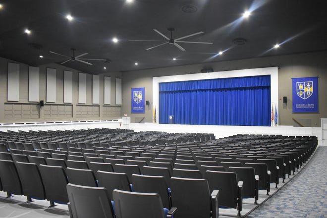 The newly refurbished auditorium at Conwell-Egan Catholic High School was dedicated Tuesday night. [CONTRIBUTED]