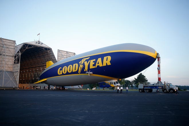 Over the decades the Goodyear blimp has delighted and united the Akron area. It holds a special place in the heart of Diane Ritzert. [Beacon Journal file photo]