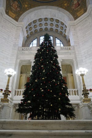 The 2019 State House Christmas tree. [Courtesy R.I. Governor's Office]