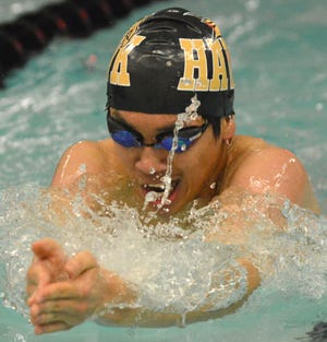 Corning’s Robin Liu swims in the 200 yard individual medley Tuesday against Binghamton.