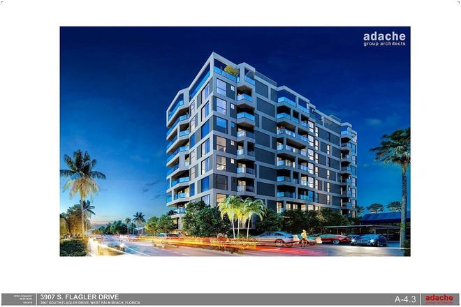 A rendering of the proposed condo at 3907 S. Flagler Drive by developer Flagler WPB Owner LLC.