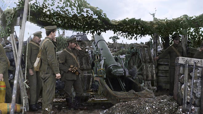 British soldiers prepare for an attack. [Warner Bros.]