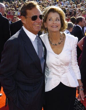 Jessica Walter, with her husband Ron Leibman, arrives for the 57th Annual Primetime Emmy Awards Sunday, Sept. 18, 2005, at the Shrine Auditorium in Los Angeles. Walter is nominated for outstanding supporting actress in a comedy series for her work on "Arrested Development." (AP Photo/Chris Pizzello)