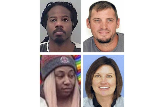 Brandon Ivy, top left, is charged with murder in the Nov. 22 strangulation death of Stephanie Hunter, below left. Kevin Nutter, top right, killed his estranged wife, Natalie Nutter, below right, with a sawed-off shotgun before killing himself on Monday. [File photos]