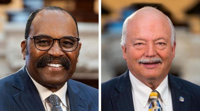 State Sen. Hearcel Craig, D-Columbus, left, is sponsoring a bill with Sen. Bob Hackett, R-London, to eliminate “fail first“ step therapy for stage 4 cancer patients. The duo plans to introduce the bill this spring in the State Senate. [Ohio Senate file photos]