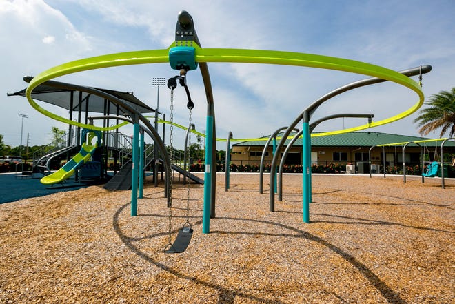 A playground inside the Gardens North County District Park features a gravity rail for kids. The $13.7 million park opened in June. [RICHARD GRAULICH/palmbeachpost.com]
