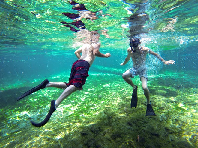 People snorkel in the water of Devil Spring System at Ginnie Springs near High Springs. [Gainesville Sun, File]