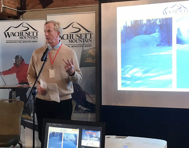 Wachusett Mountain Ski Area president Jeff Crowley talks about snowmaking during the Northeast Weather Summit in Princeton earlier this month. [Photo/Shaun Sutner]