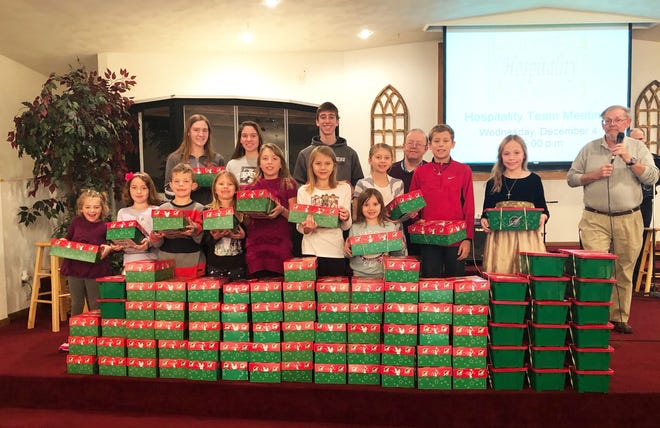 Operation Christmas Child is a division of Samaritan’s Purse, headed by Dr Franklin Graham. Since 1993 there have been 147 million shoe boxes full of children’s toys distributed around the world. This year the Lewistown Church of the Nazarene shared the Christmas spirit, filling over 200 boxes. [Submitted photo]