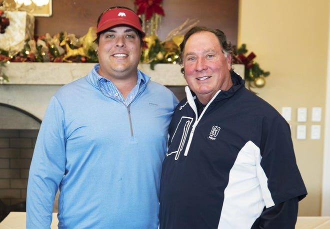 Brent Fickling (left) and tournament chairman Alan Fickling at the third annual Cathedral Arts Project Golf Tournament. [Provided by the Cathedral Arts Project]